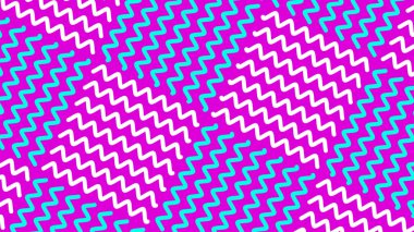 Minimum modern zig zag arkaplan. Pembe arka planda beyaz ve cyan kıvrımlı çizgi. Yüksek kalite