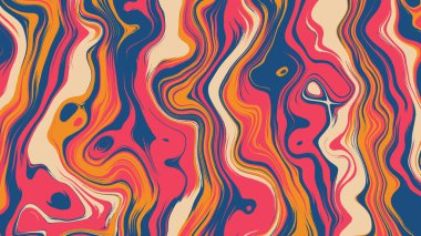Soyut arkaplan. Sıvı renkli girdaplı çizimler. Pembe mavi turuncu ve bej rengi.