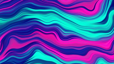 Neon sıvısı soyut arka plan. Cyan lacivert renkli dalgalı çizgiler. Yüksek kalite fotoğraf
