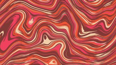 Soyut arkaplan. Sıvı renkli girdaplı çizimler. Pembe turuncu kahverengi ve bej rengi