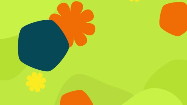 Streszczenie Zielonego Tła Granatowymi Pomarańczowymi Białymi Animowanymi Kształtami Rysunek Dłoni — Wideo stockowe