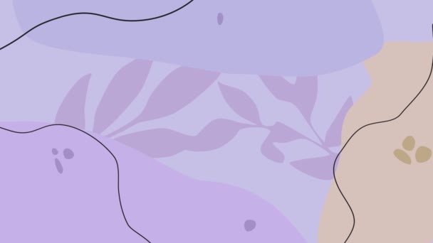 Fondo Animado Pastel Minimalista Color Lila Floral Beige Animación Alta — Vídeos de Stock