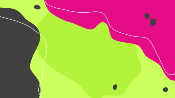 紫色抽象动画背景多色图案上的几何粉色绿色霓虹灯形状 — 图库视频影像