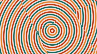 Animasyon geometrik arka planı olan kusursuz bir desen. Yeşil kırmızı turuncu eğri çizgiler. 4k döngü.