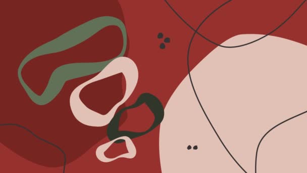Asgari Soyut Kırmızı Animasyon Arkaplan Yeşil Beyaz Şekiller Yüksek Kalite — Stok video