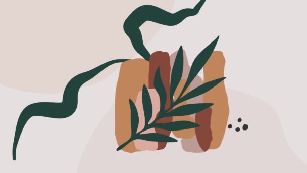 Bej Rengi Soyut Animasyon Arka Planı Moda Tarzında Kahverengi Yeşil — Stok video