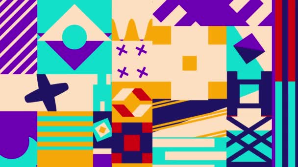 Moderno Design Geometrico Sfondo Animato Con Stile Bauhaus Viola Arancio — Video Stock