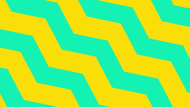 Вигнуті Лінії Анімований Фон Зигзагоподібний Візерунок Блакитними Жовтими Кольоровими Лініями — стокове відео