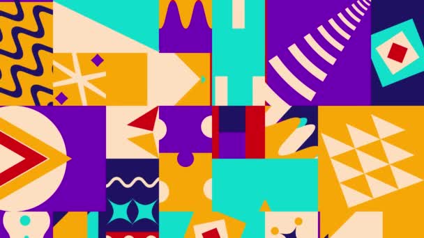Современный Анимированный Фоновый Геометрический Дизайн Стилем Баухауса Фиолетовом Оранжевом Цвете — стоковое видео