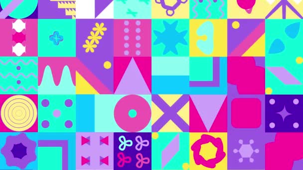 抽象几何动画形状的无缝图案 紫色和黄色 — 图库视频影像