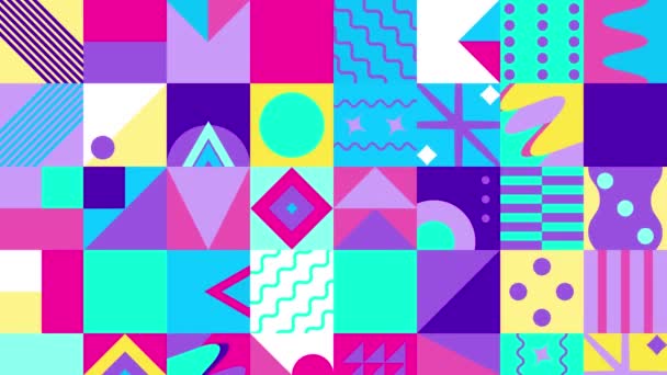 Patrón Inconsútil Forma Abstracta Geométrica Animada Azul Rosa Púrpura Amarillo — Vídeos de Stock