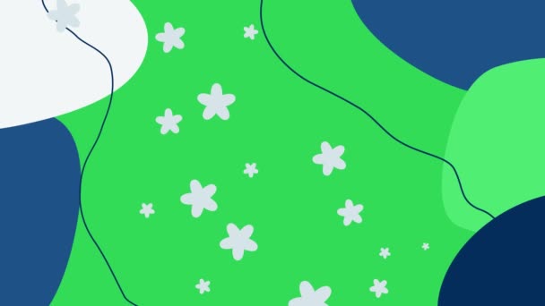 Абстрактно Зеленый Фон Темно Синими Цветами Многоцветный Анимированный Фон Высокое — стоковое видео
