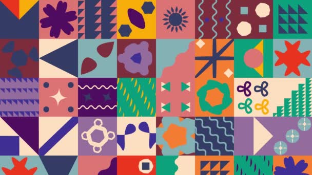 Multi Lebendige Farbe Nahtlose Muster Aus Patches Mit Geometrischen Animierten — Stockvideo