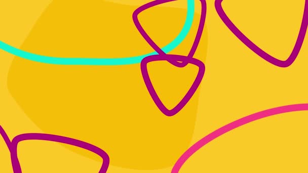 具有紫色形状的几何动画黄色背景 高质量的动画 — 图库视频影像