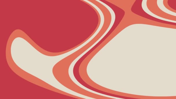 Abstrato Onda Redonda Branco Laranja Formas Com Fundo Vermelho Animado — Vídeo de Stock