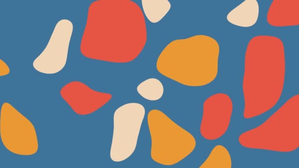 Colore Pastello Disegnato Mano Blu Sfondo Animato Oggetti Scarabocchio Arancione — Video Stock