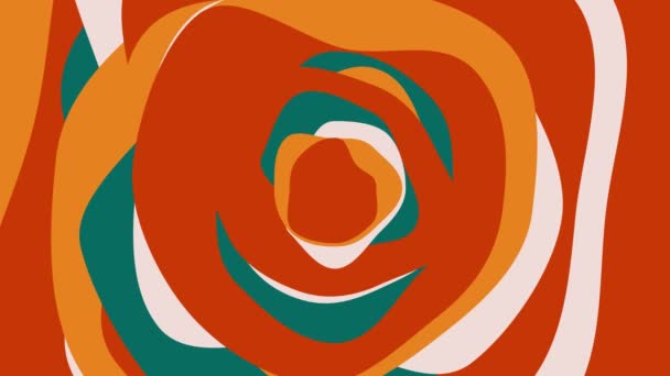 具有动画几何背景的无缝图案 绿色的红色橙色曲线线 4K循环 — 图库视频影像