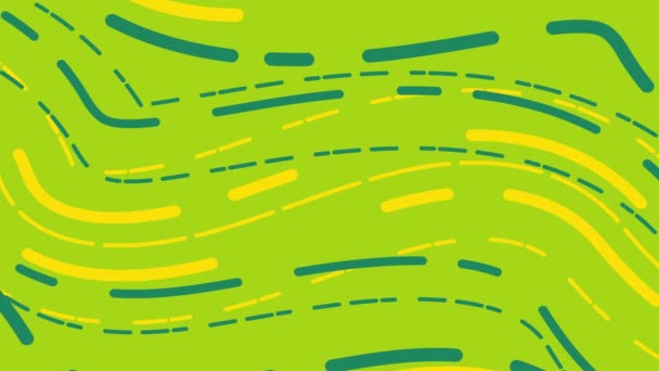 Neon Farbe Animierten Linienhintergrund Verdreht Flüssigen Grünen Und Gelben Farben — Stockvideo