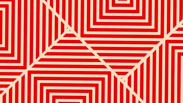 Linie Illusion Schleifendesign Geometrische Rot Weiße Quadratische Muster Illustration Art — Stockvideo
