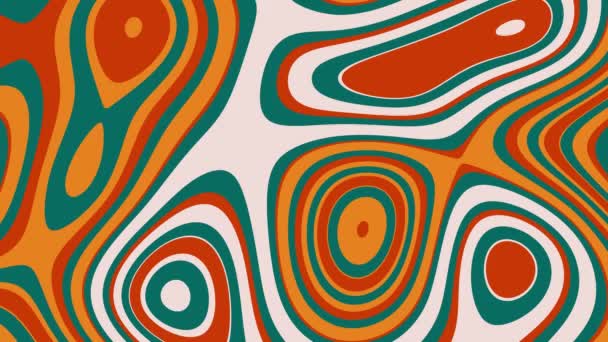 Бесшовный Рисунок Анимированным Геометрическим Фоном Зеленовато Оранжевый Цвет Кривых Листьев — стоковое видео