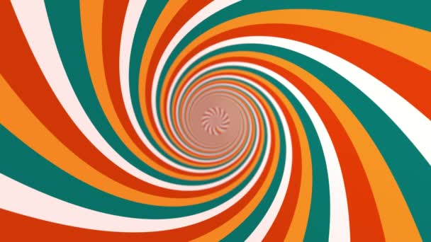 Бесшовный Рисунок Анимированным Геометрическим Фоном Зелено Оранжевые Спиральные Линии Петля — стоковое видео