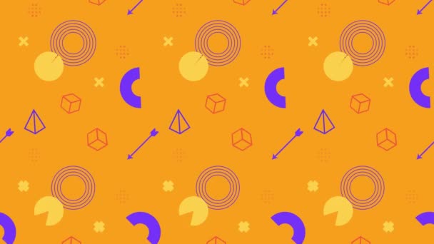 Patrón Sin Costura Abstracto Sobre Fondo Naranja Animado Púrpura Garabatos — Vídeos de Stock