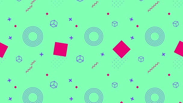 Abstraktes Nahtloses Animiertes Muster Auf Grünem Hintergrund Pinkfarbene Doodles Animation — Stockvideo