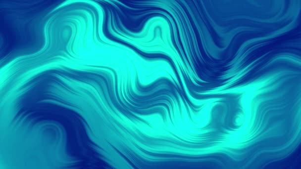 Неонова Рідина Абстрактний Цикл Фону Хвилясті Лінії Блакитними Бірюзовими Кольорами — стокове відео