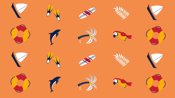 Handgezeichnetes Doodle Süße Palme Weißer Farbe Delfinblattvogel Ikone Handgezeichnet Animation — Stockvideo