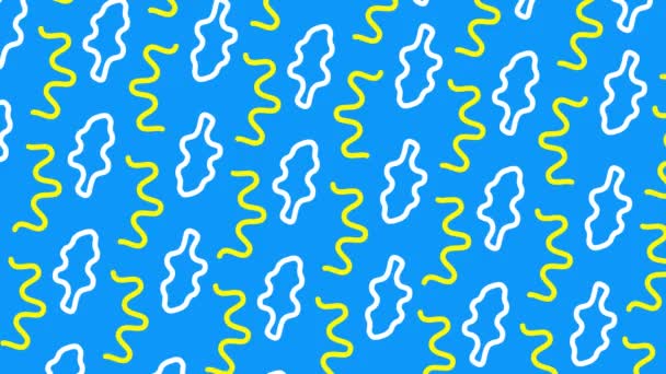最小限の現代ジグザグのループバック 青い背景の白と黄色の曲線 4Kについて — ストック動画