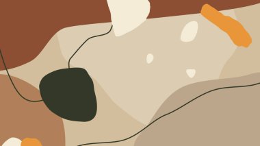 Pastel Modern Hand sosyal medya için özgeçmiş çiziyor. Pastel yeşil ve kahverengi şekiller. 