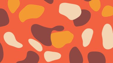 Pastel rengi el çizimi turuncu arka el çizimi şekiller mavi kırmızı bej karalama nesneleri. 