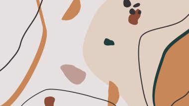 Sıcak bej kompozisyonu üzerinde soyut organik şekilleri olan modaya uygun sosyal medya arka plan şablonu.