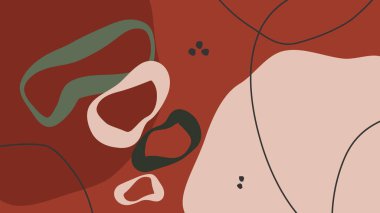 Asgari soyut koyu kırmızı zemin. Yeşil kırmızı bej beyaz renkler. Yüksek kalite fotoğraf