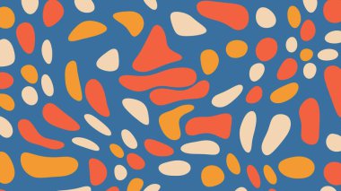 Pastel rengi el çizimi mavi arka plan çizimi bej rengi turuncu karalama nesneleri. 