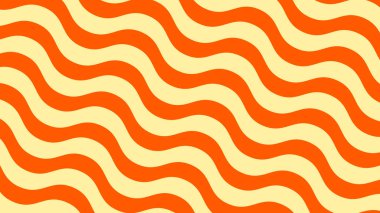 Arka planda kavisli çizgiler, turuncu ve sarı renkli dalgalı desenler. Fütürist biçim grafiği. 