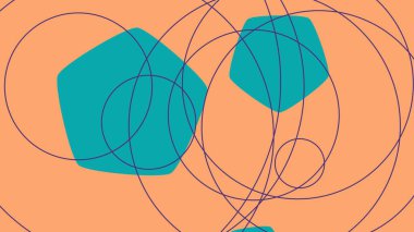 Geometrik modern soyut turuncu arkaplan ve çizgiler. Mavi beşgen şekilleri. Yüksek kalite fotoğraf