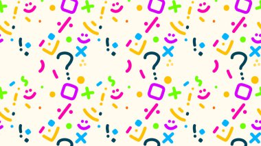 Şekilli soyut beyaz arkaplan. Mor yeşil turuncu mavi lacivert şekiller. 