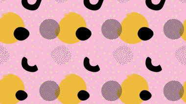 Memphis geçmişi. Tasarımınız için geometrik renkli figürlerle soyut memphis arkaplanı.