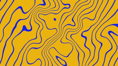 Kıvrımlı, kusursuz, soyut bir arkaplan. Mavi renkli kıvrımlı çizgiler. Turuncu arka plan. Yüksek kalite