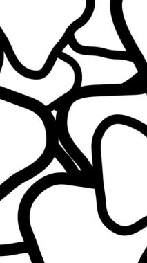 Soyut siyah-beyaz animasyon deseni. Karmaşık çizilmiş şekiller. Yüksek kaliteli animasyon. 4k.