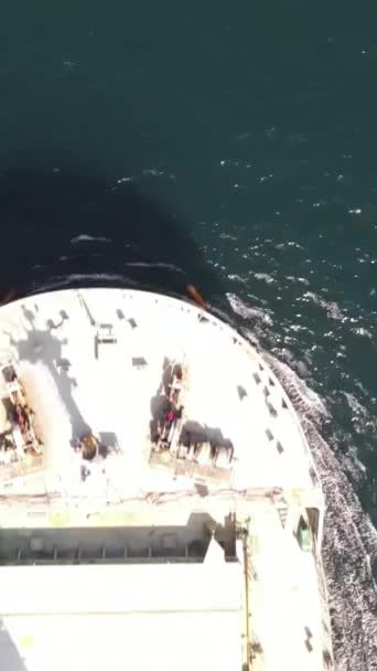 Carriage Sea Ship Bosphorus Istanbul Turkey Aerial Drone Shot Overhead — Stock Video