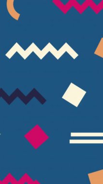 Düz tasarım geometrik animasyon arkaplan dalgalı ve düz çizgiler diğer şekiller, 