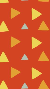 Soyut turuncu desenli arka plan, üçgenler, memphis tarzı, 90 'lardan kalma animasyon vintage