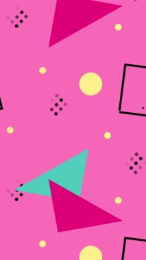 Modern üçgenler pembe arka planda döngü, geometrik şekiller modern tarzda animasyon, hareket 
