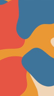 Pastel rengi el, turuncu renkli animasyon arka plan çizmiş. Mavi sarı bej karalama nesneleri