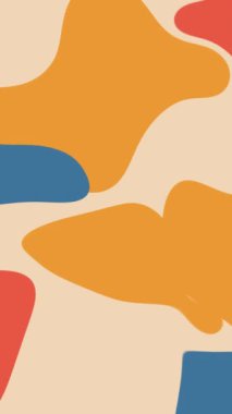 Pastel rengi el çizimi bej renkli animasyon arka plan. Mavi sarı turuncu karalama nesneleri. 