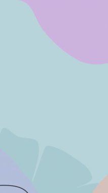 Minimalist pastel animasyon arka plan, çiçekli leylak ve bej rengi tasarım. 