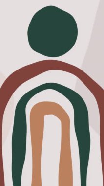 Bej rengi soyut animasyon arka planı en az moda tarzında. Kahverengi yeşil turuncu renk şekilleri. 