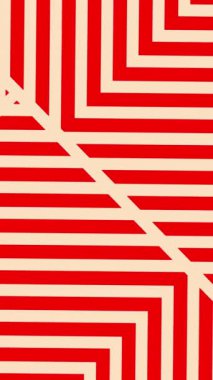 3D çizgi ilüzyon döngüsü tasarımı. Geometrik kırmızı ve beyaz kare çizim sanatı. 